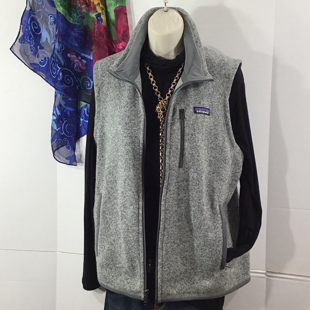 Patagonia unisex Heather Gray knit zip front Fleece Vest M